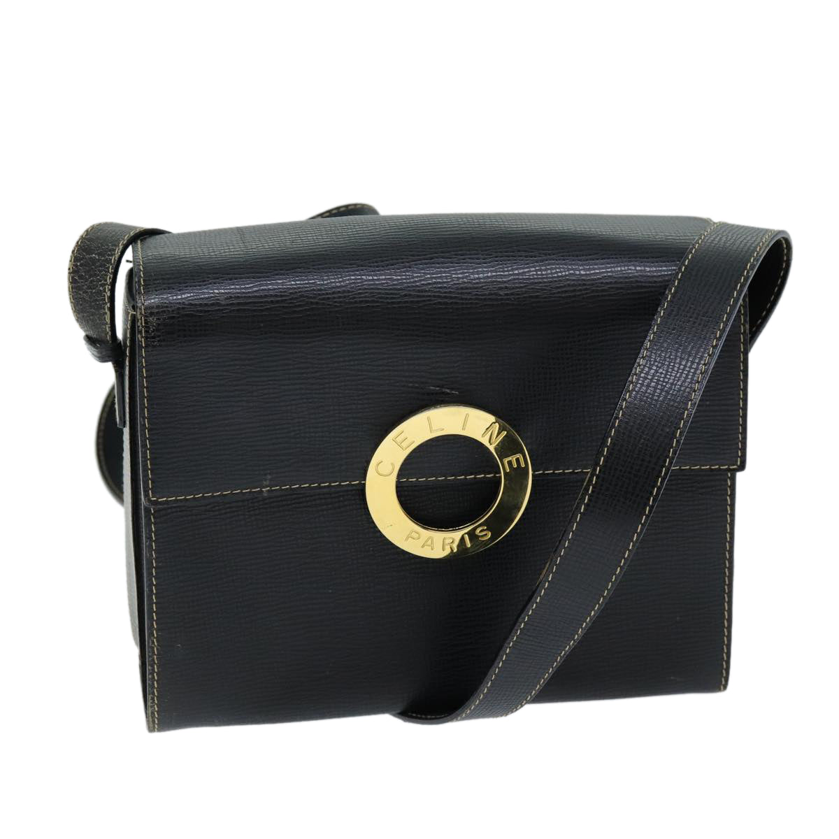 Luxury CELINE Shoulder Bag Leather Black 73484