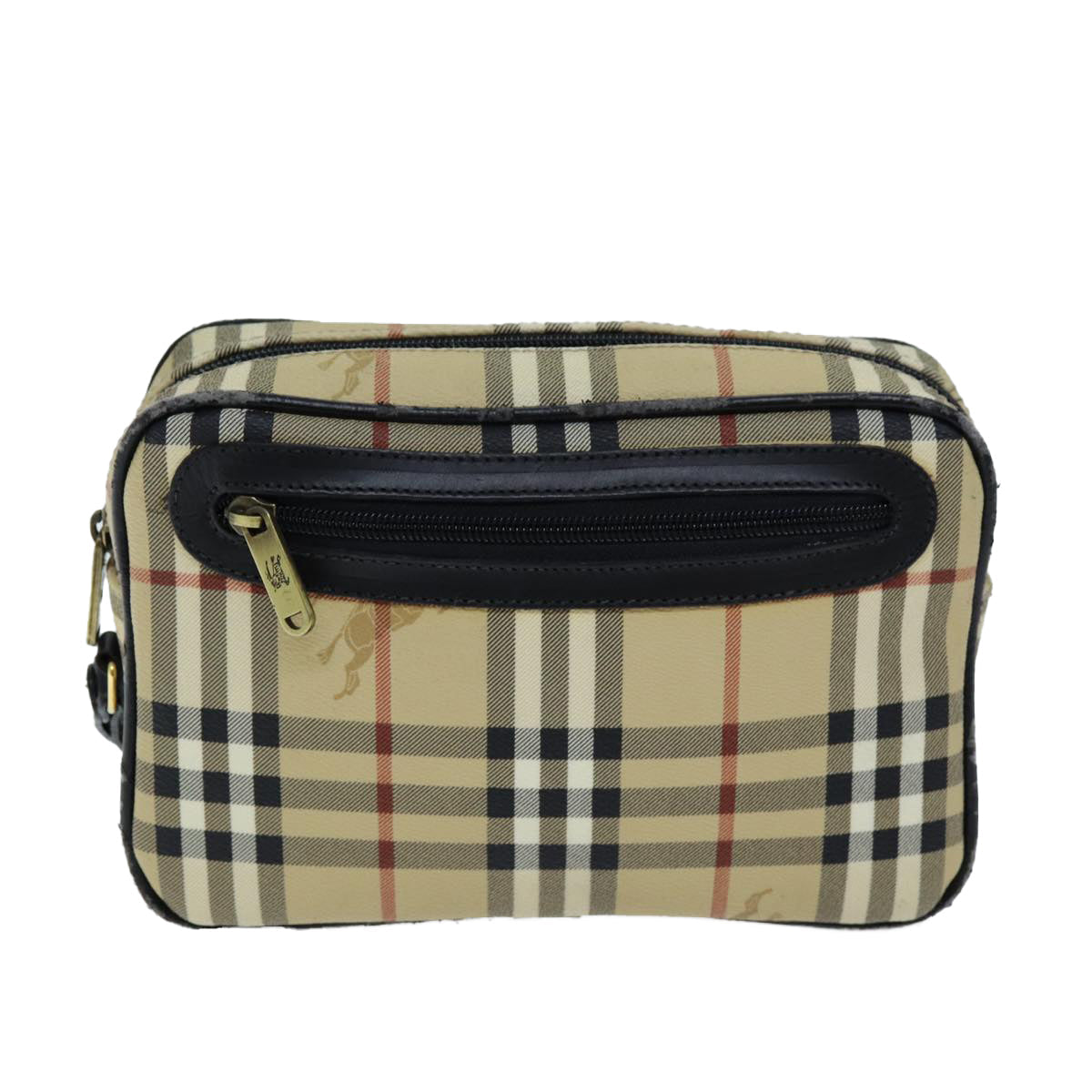Burberry Nova Check Clutch Bag PVC Beige Auth 73528