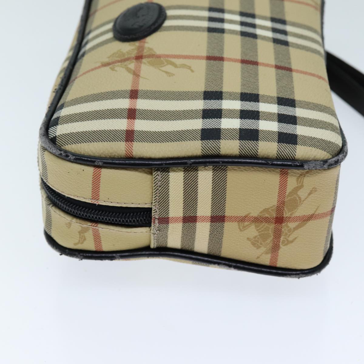 Burberry Nova Check Clutch Bag PVC Beige Auth 73528
