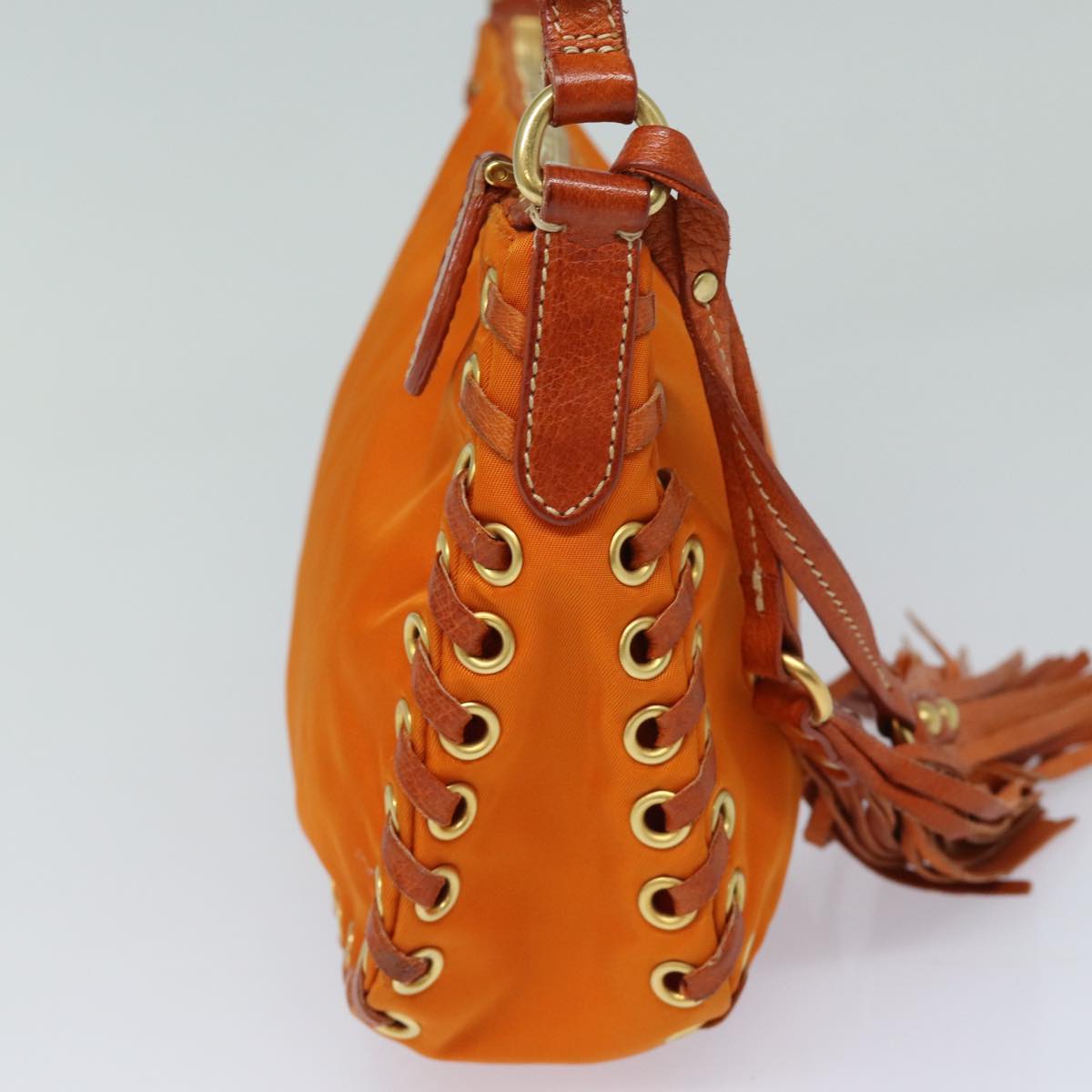PRADA Accessory Pouch Nylon Orange Auth Luxury Handbag