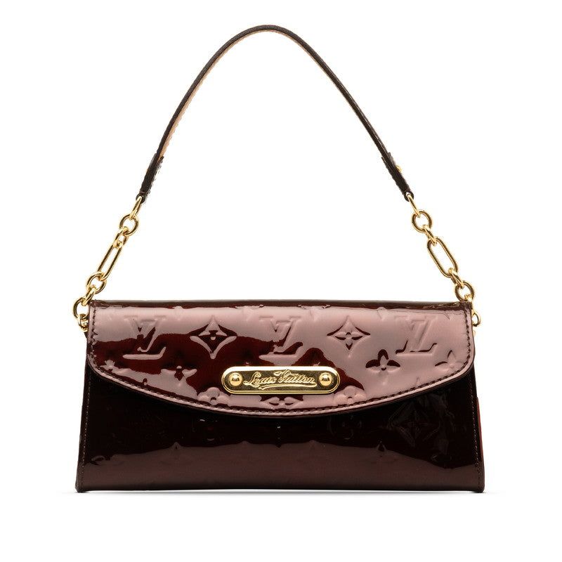 Louis Vuitton Monogram Verniss Sunset Blue Bird Chain Shoulder Bag M93542 Amarant Brown Patent Leather Louis Vuitton