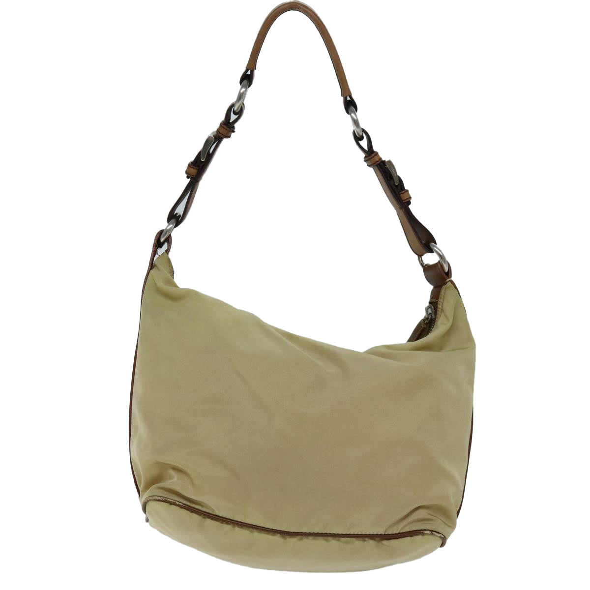 PRADA Shoulder Bag Nylon Beige Auth 73602