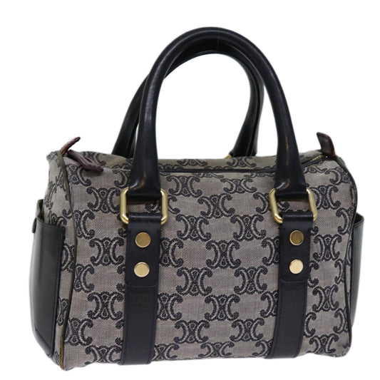 Luxury CELINE Triomphe Canvas Hand Bag Gray Auth 73729