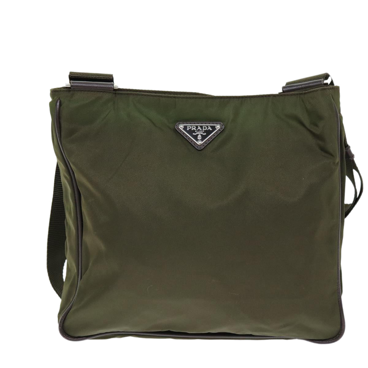 PRADA Shoulder Bag Nylon Khaki Auth 73884