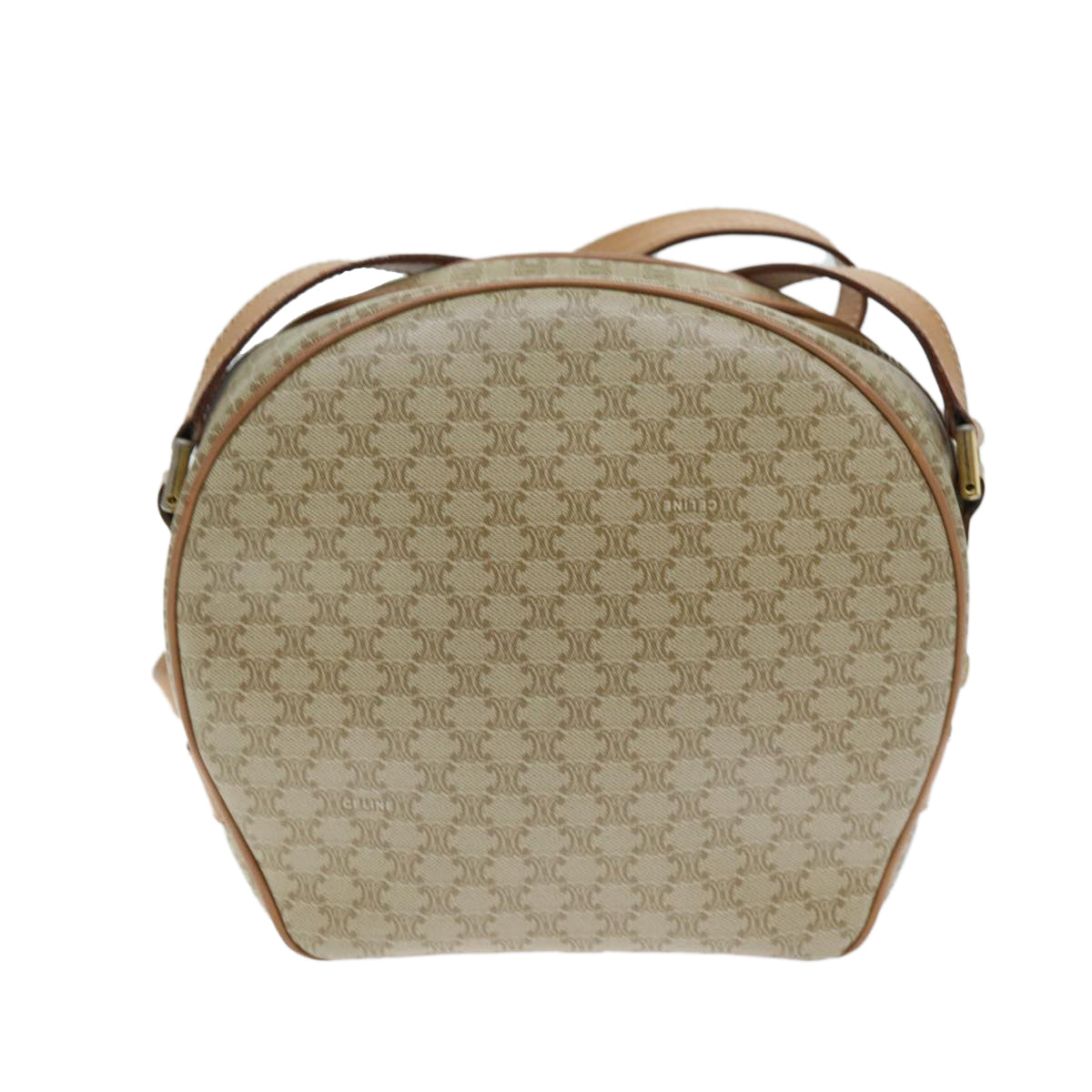 Luxury CELINE Macadam Canvas Shoulder Bag Beige 73944