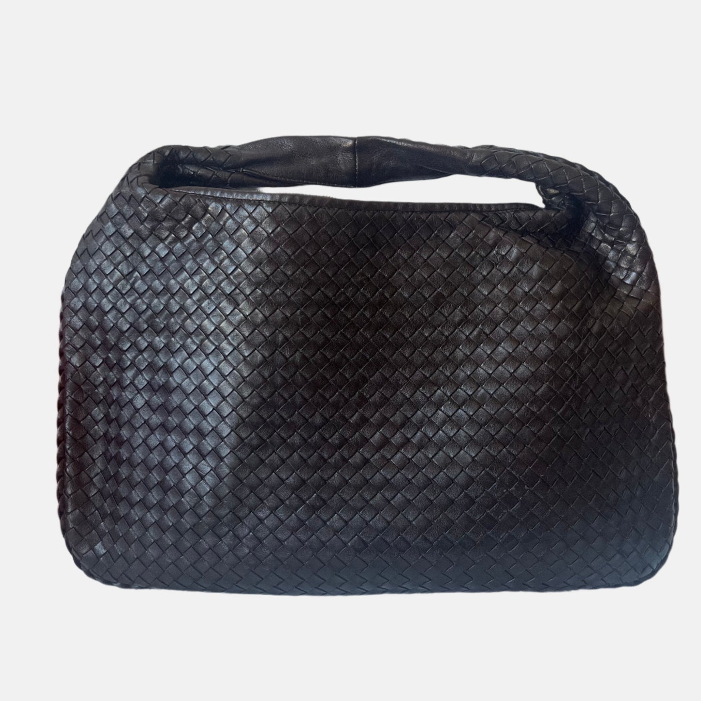 Bottega Veneta Intrecciato Hobo Bag Medium Dark Chocolate Brown Lambskin leather 45cm