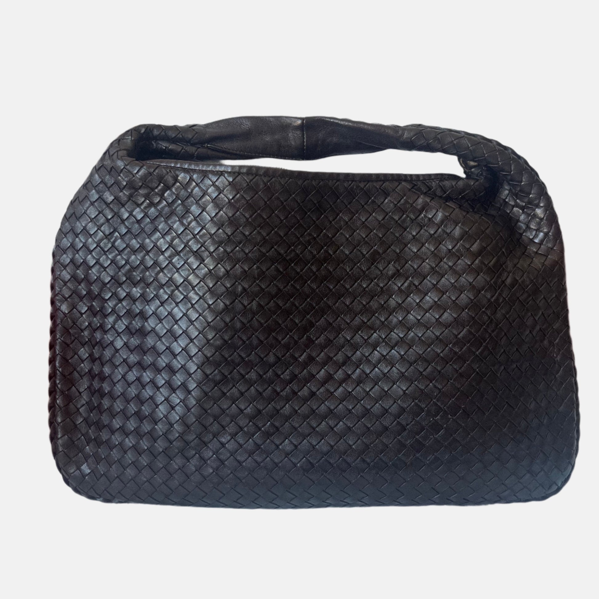 Bottega Veneta Intrecciato Hobo Bag Medium Dark Chocolate Brown Lambskin leather 45cm