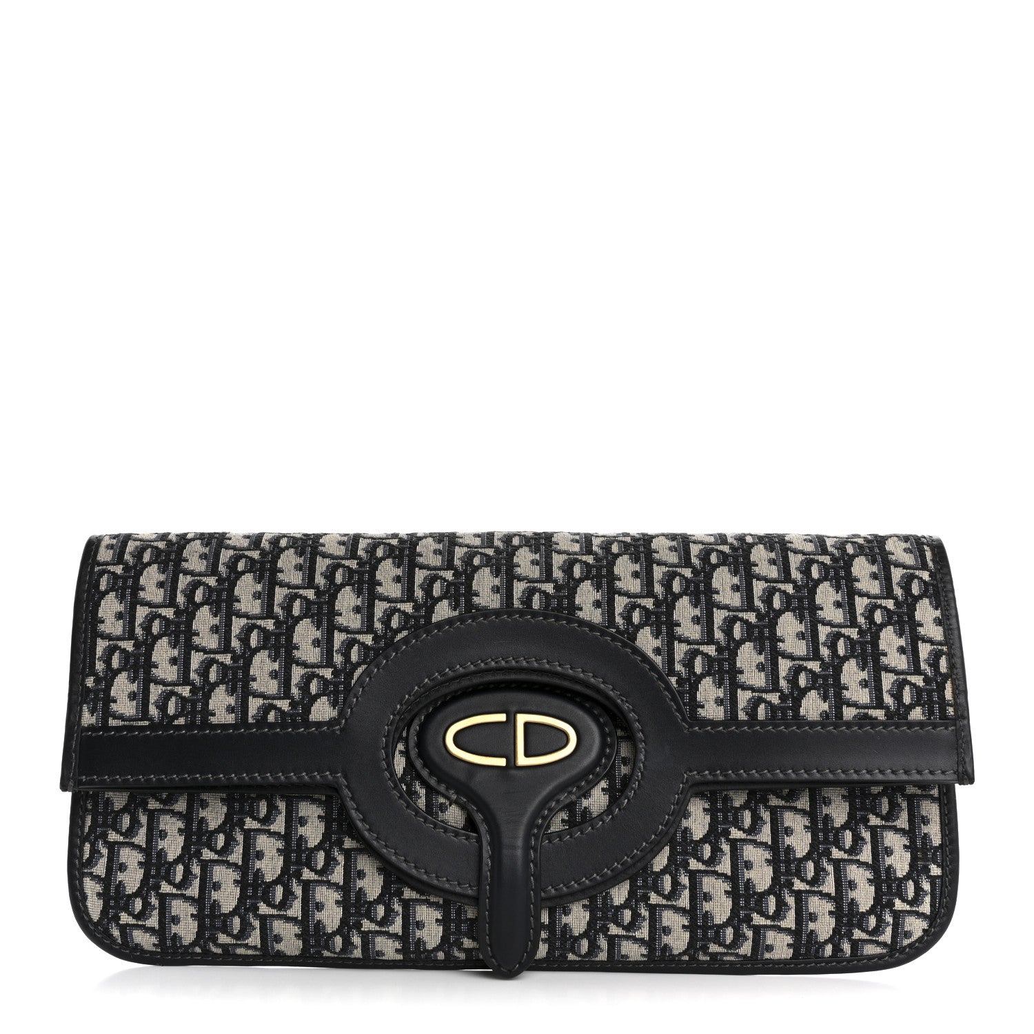 Christian Dior Oblique Fold Over Clutch Blue