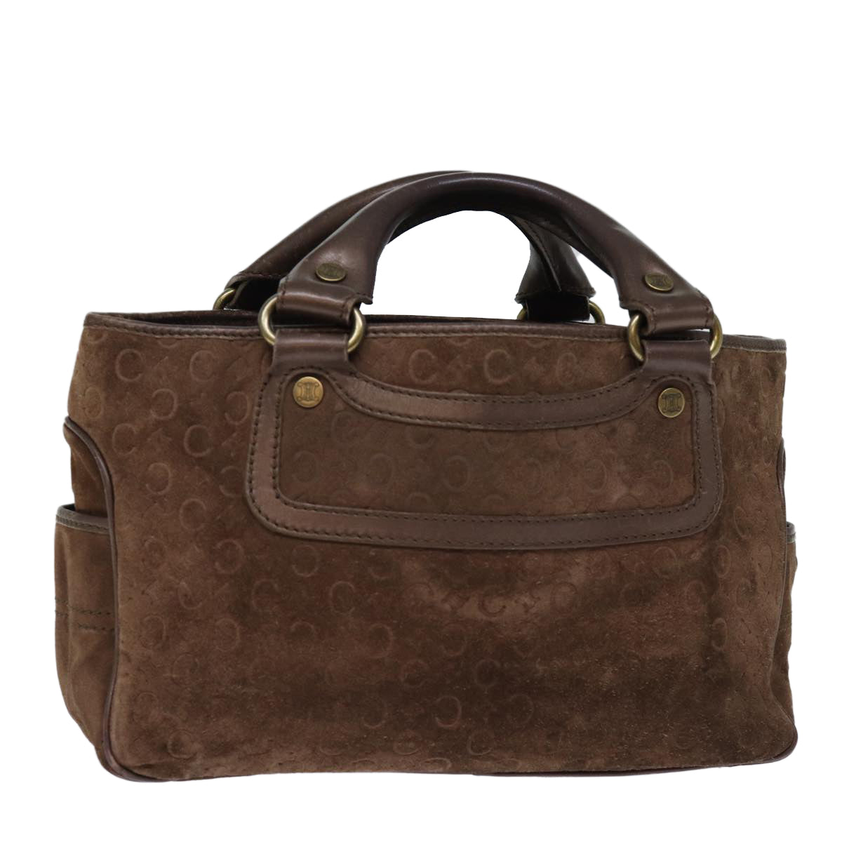 Luxury CELINE C Macadam Canvas Hand Bag Brown 74222