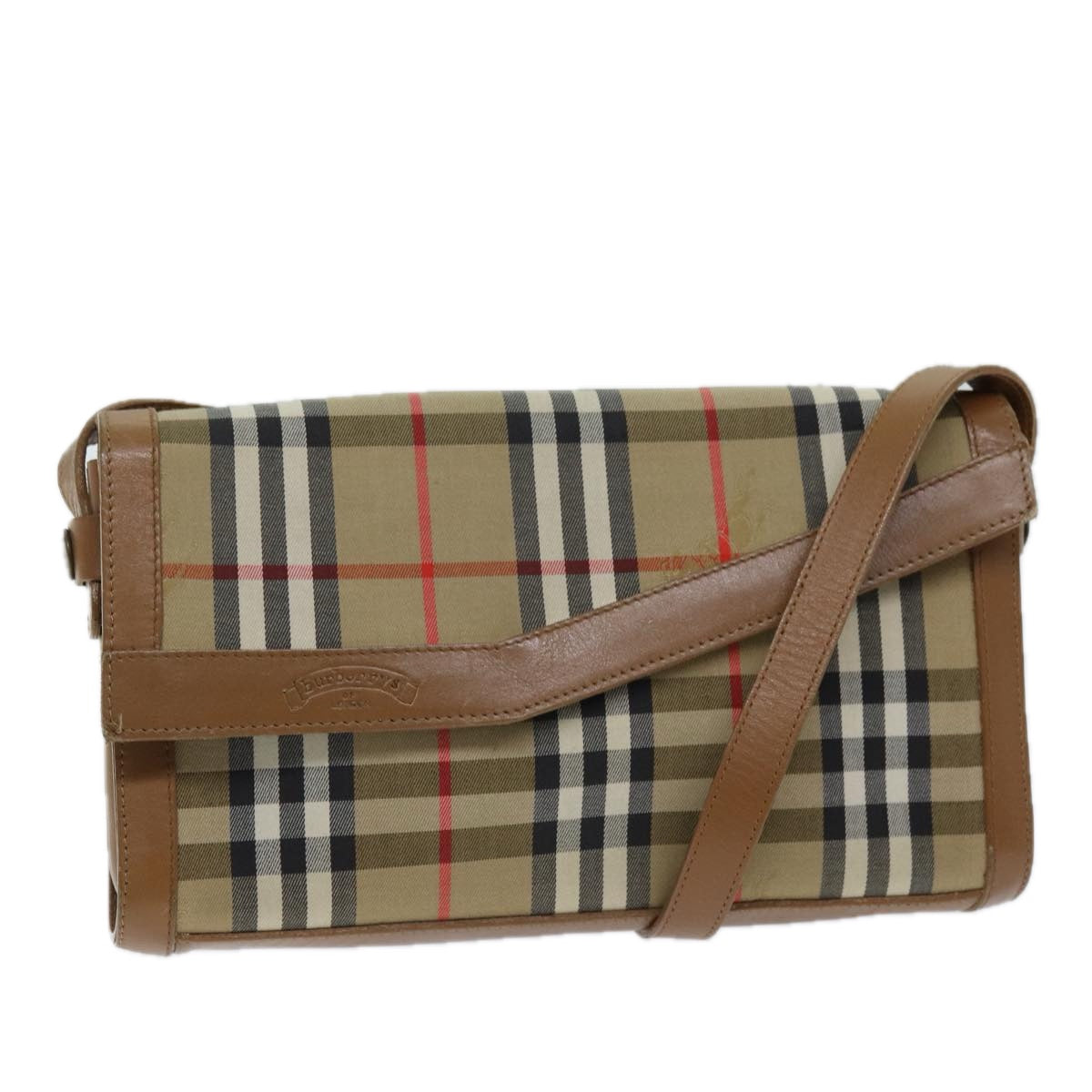 Burberry Nova Check Shoulder Bag Canvas Beige Auth 74254