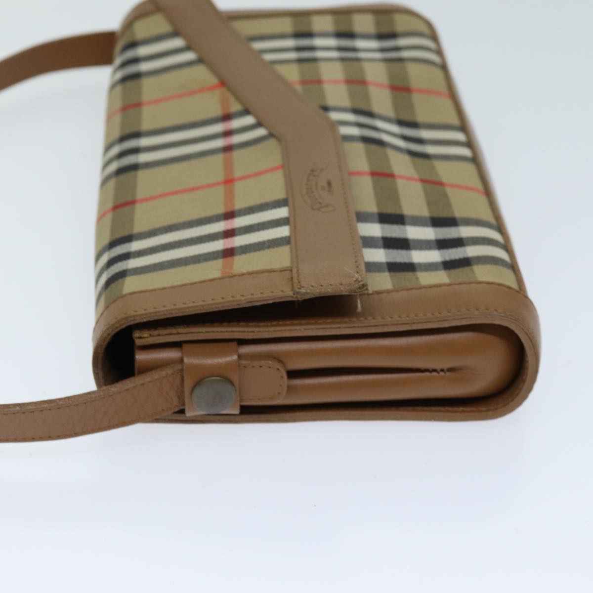 Burberry Nova Check Shoulder Bag Canvas Beige Auth 74254