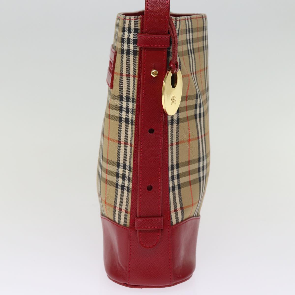 Burberry Nova Check Shoulder Bag Canvas Beige Red Auth 74385