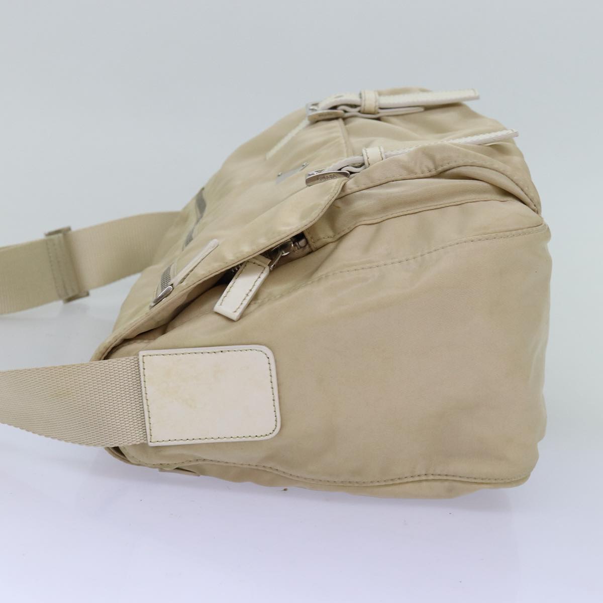 PRADA Shoulder Bag Nylon Beige Auth 74401