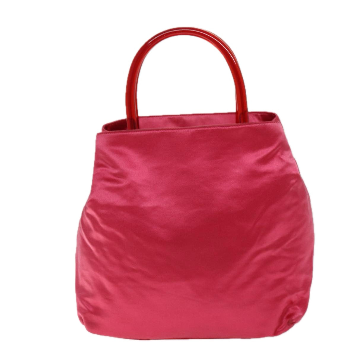 PRADA Hand Bag Satin Pink Auth 74537