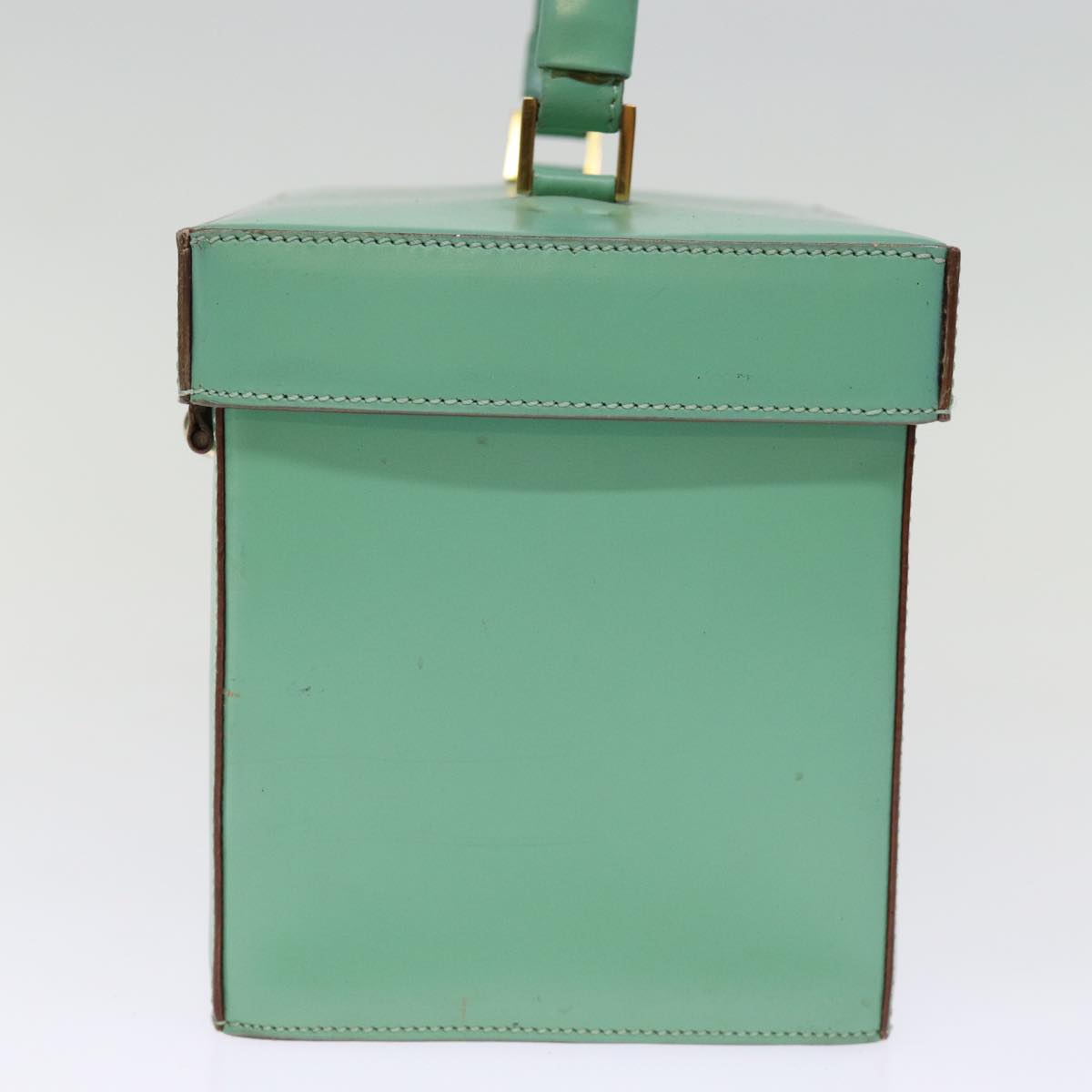 Luxury CELINE Vanity Cosmetic Pouch Leather Green Auth 74541