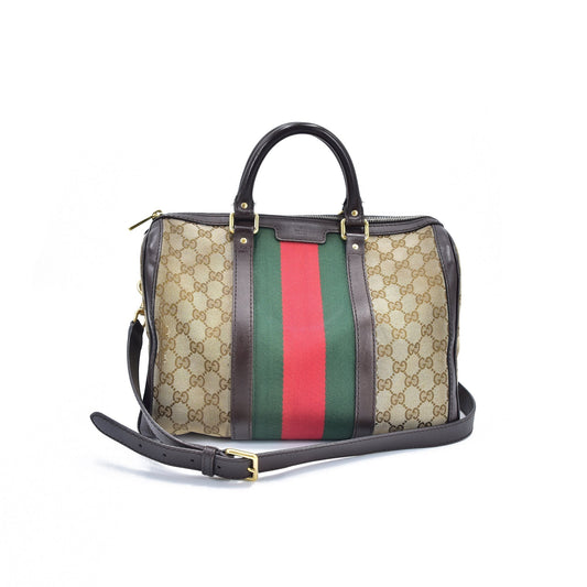 Gucci Lou Canvas Top Handle Handbag