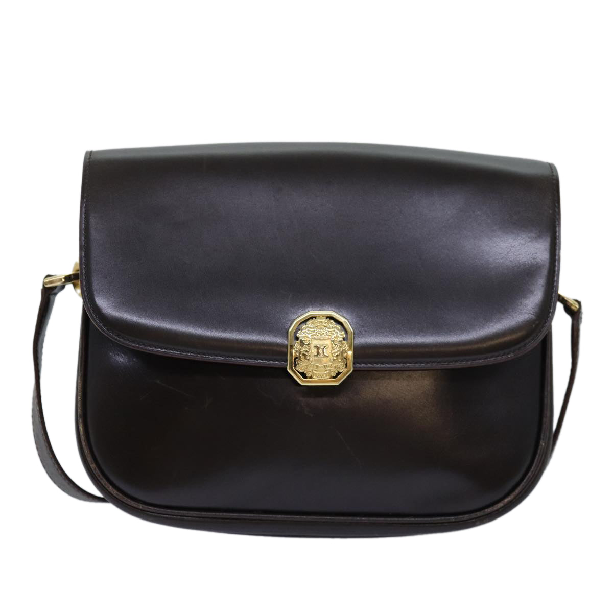 Luxury CELINE Shoulder Bag Leather Brown 74588