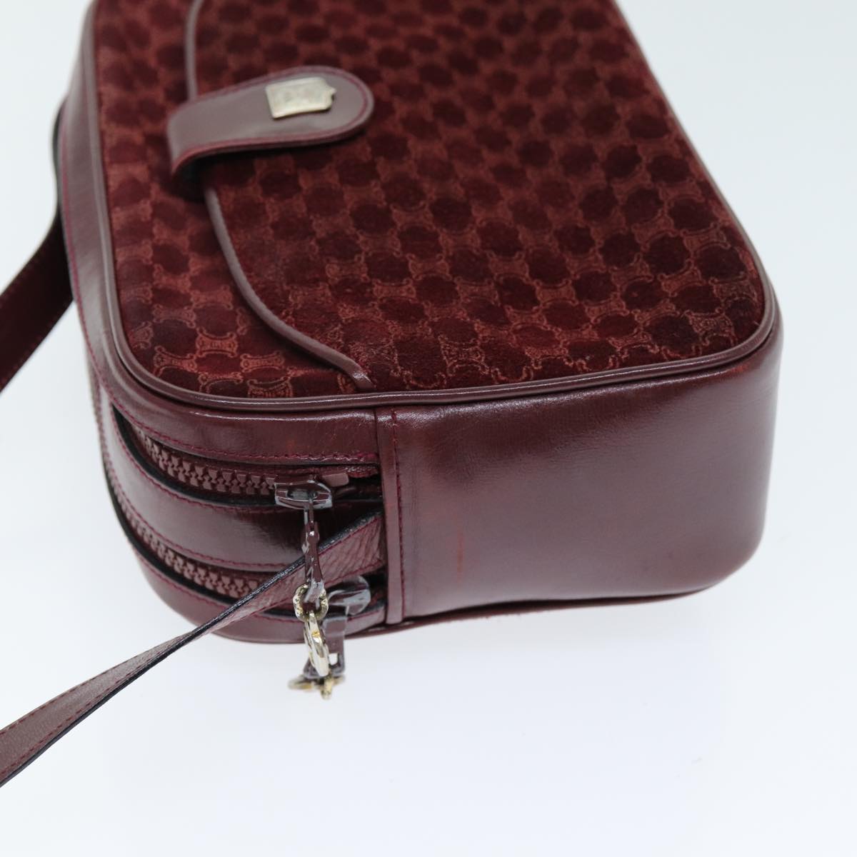 Luxury CELINE Macadam Canvas Shoulder Bag Bordeaux 74595