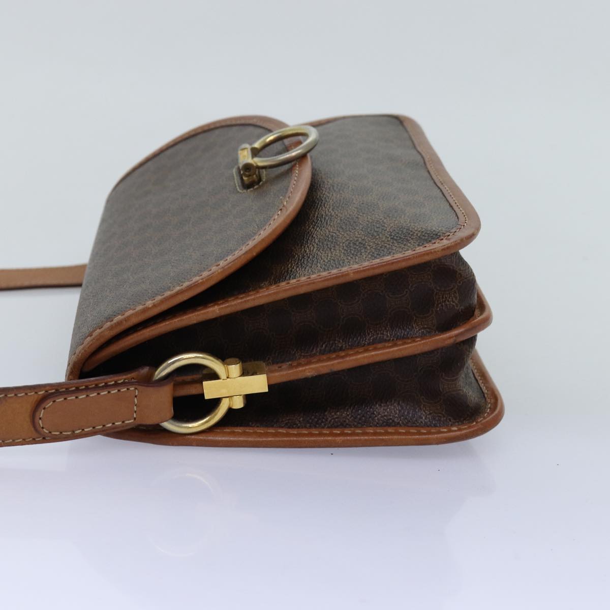 Luxury CELINE Macadam Canvas Shoulder Bag PVC Brown 74680