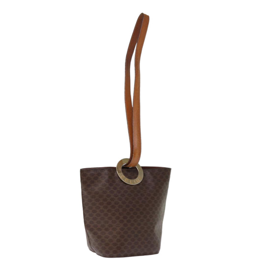 Luxury CELINE Macadam Canvas Shoulder Bag PVC Brown 74685