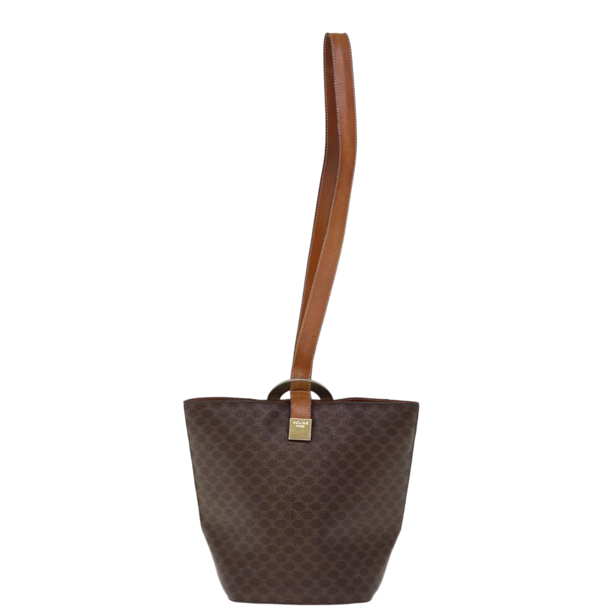 Luxury CELINE Macadam Canvas Shoulder Bag PVC Brown 74685
