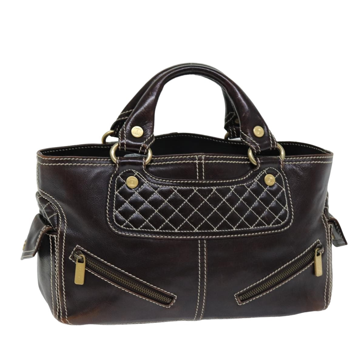 Luxury CELINE Hand Bag Leather Brown 74692
