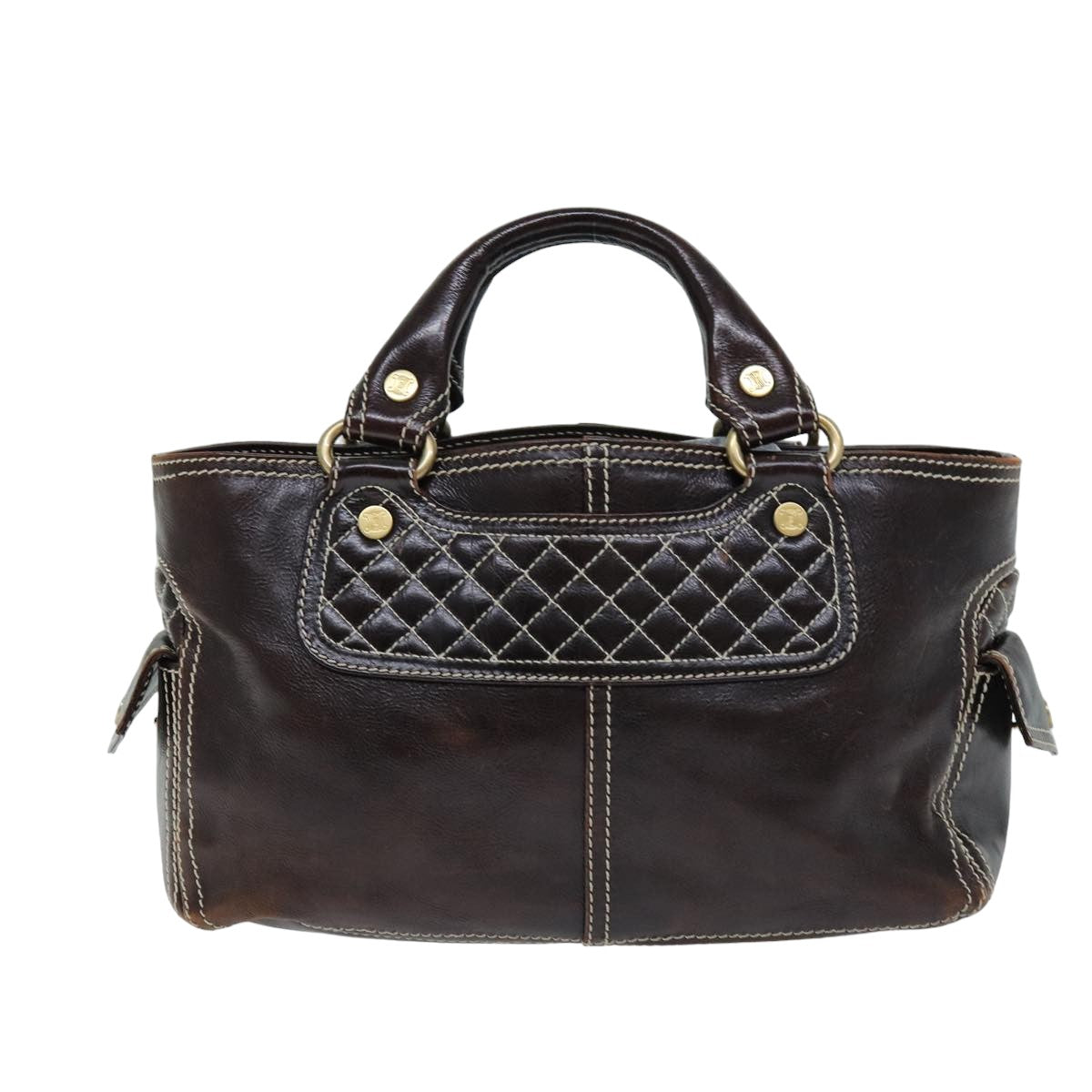 Luxury CELINE Hand Bag Leather Brown 74692