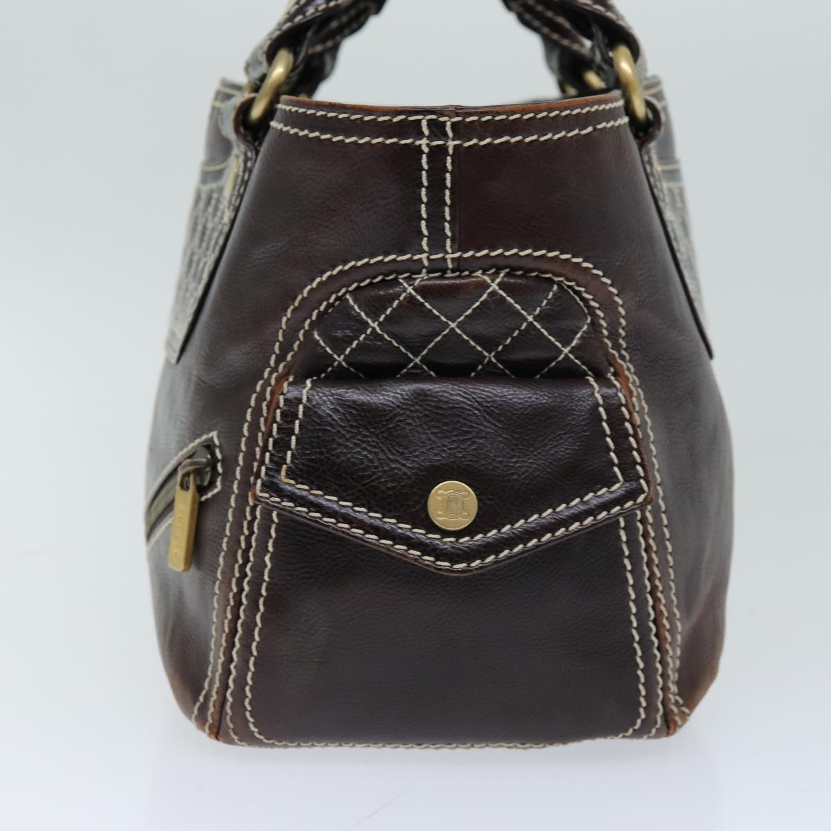 Luxury CELINE Hand Bag Leather Brown 74692