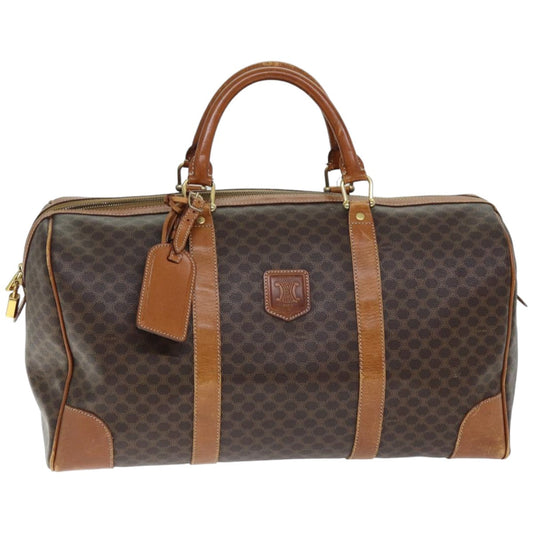 Luxury CELINE Macadam Canvas Boston Bag PVC Brown 74734
