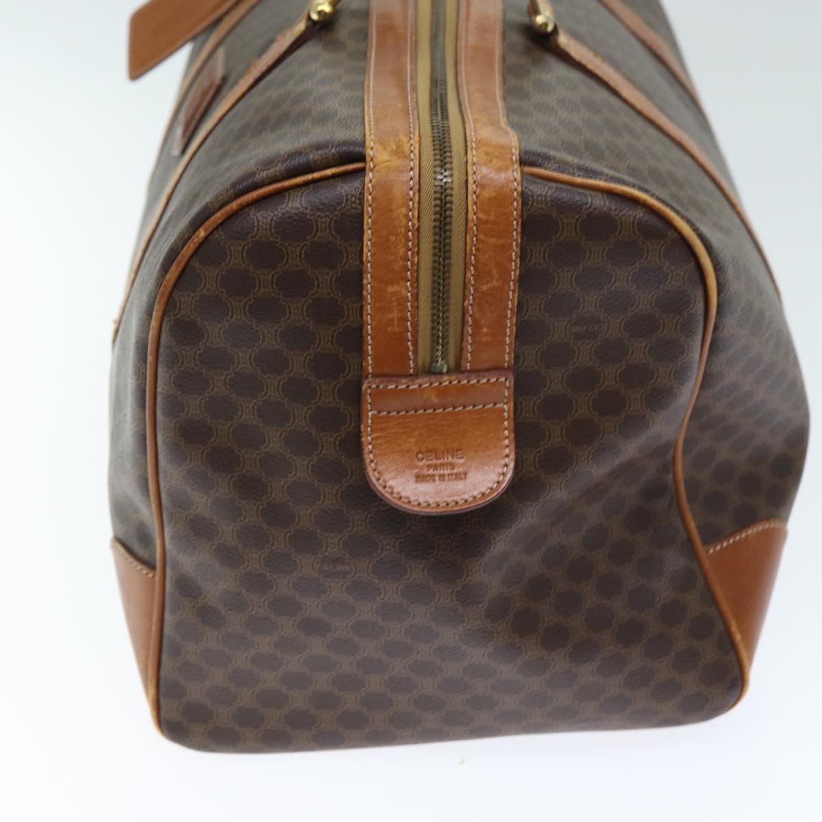 Luxury CELINE Macadam Canvas Boston Bag PVC Brown 74734
