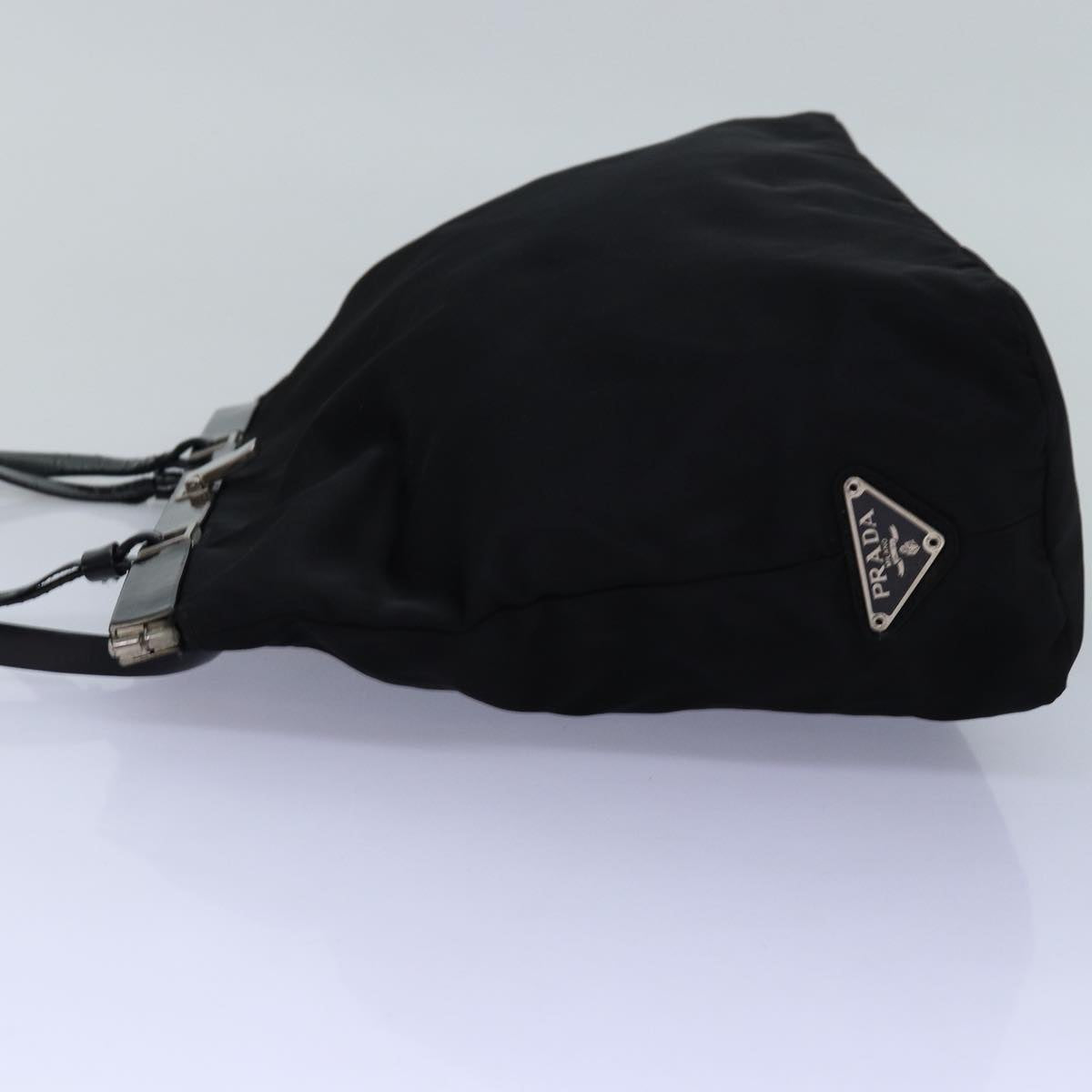 PRADA Hand Bag Nylon Black Auth 74736