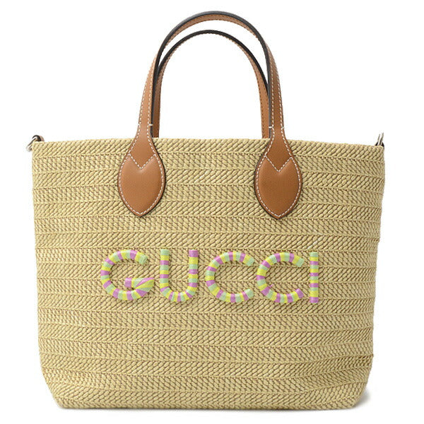 Gucci Patch Raffia 2way Tote Bag