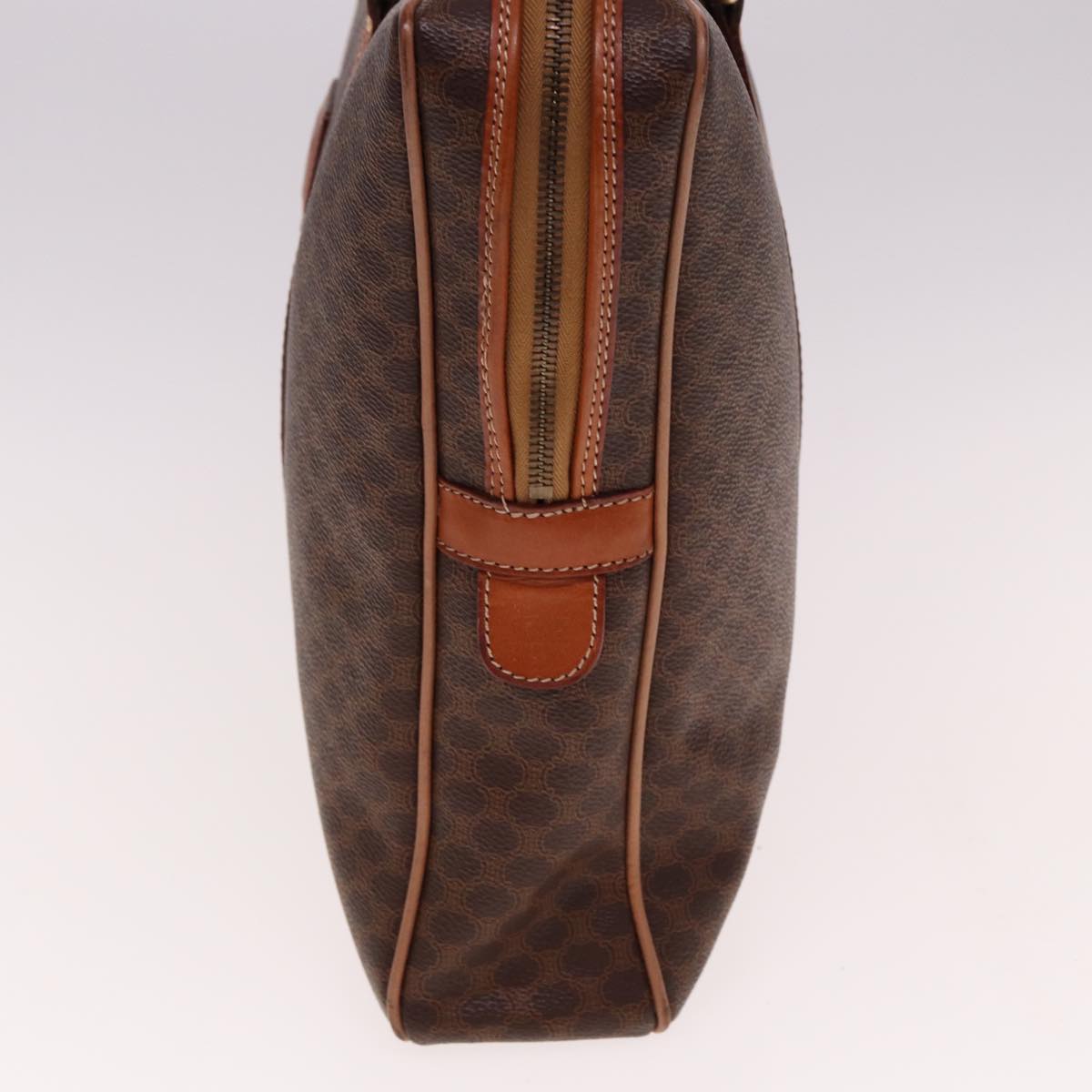 Luxury CELINE Macadam Canvas Hand Bag PVC Leather Brown 74886