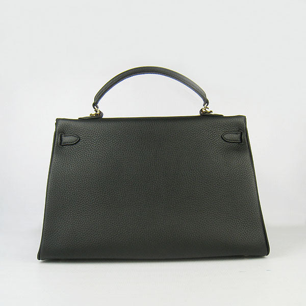 Luxury Hermes Kelly 35cm Togo Leather Handbag Black/Golden