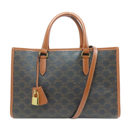 CELINE Tote Bag PVC Brown Triomphe 2WAY Women