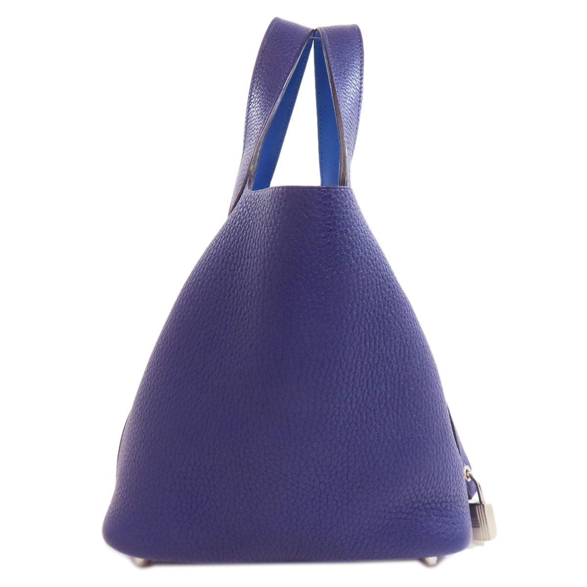 HERMES Handbag Taurillon Clemence Navy Picotin Lock Eclat PM SilverMetal
