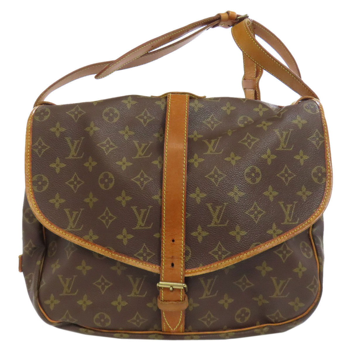 LOUIS VUITTON Shoulder Bag Monogram canvas Brown Saumur