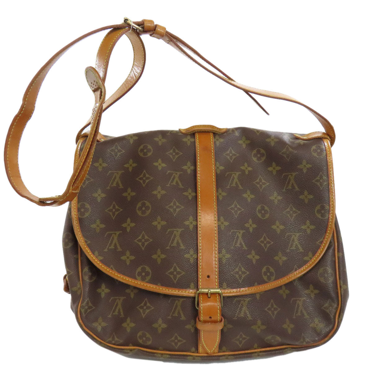 LOUIS VUITTON Shoulder Bag Monogram canvas Brown Saumur