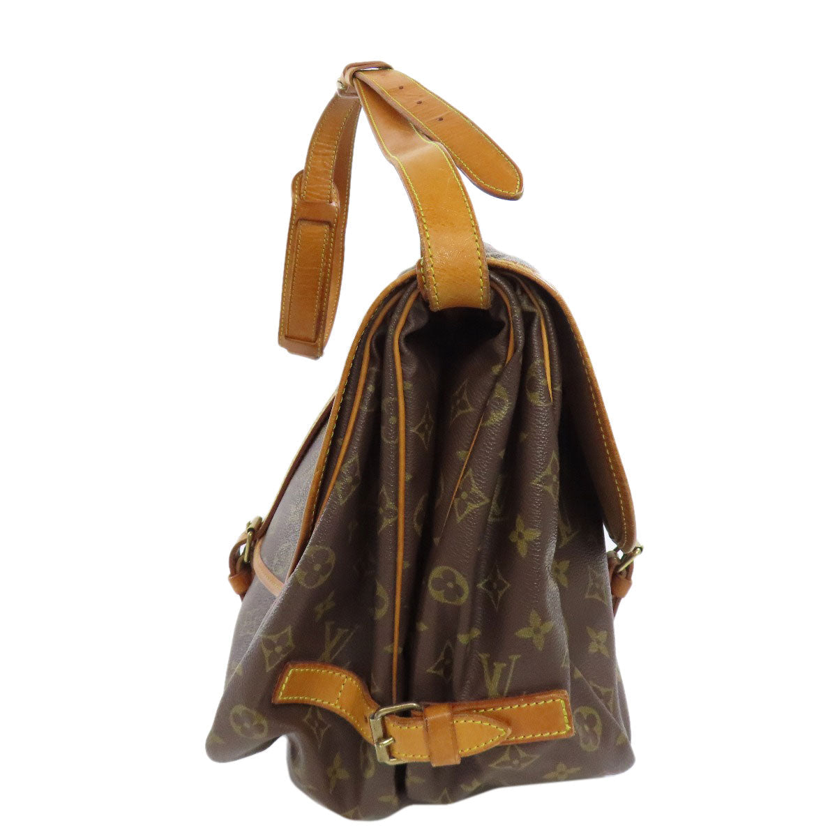 LOUIS VUITTON Shoulder Bag Monogram canvas Brown Saumur