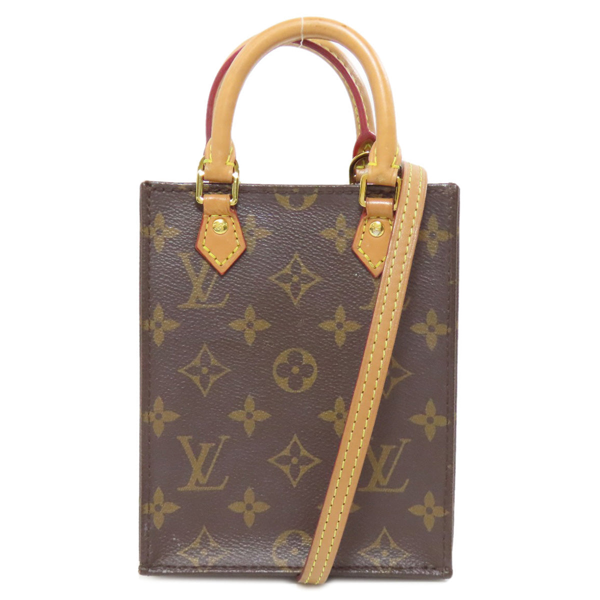LOUIS VUITTON Handbag Monogram canvas Brown Petit Sac Plat