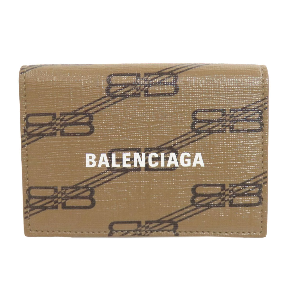 BALENCIAGA Bifold Wallet 594312 PVC Brown BB Tri-fold Wallet Women(Unisex)