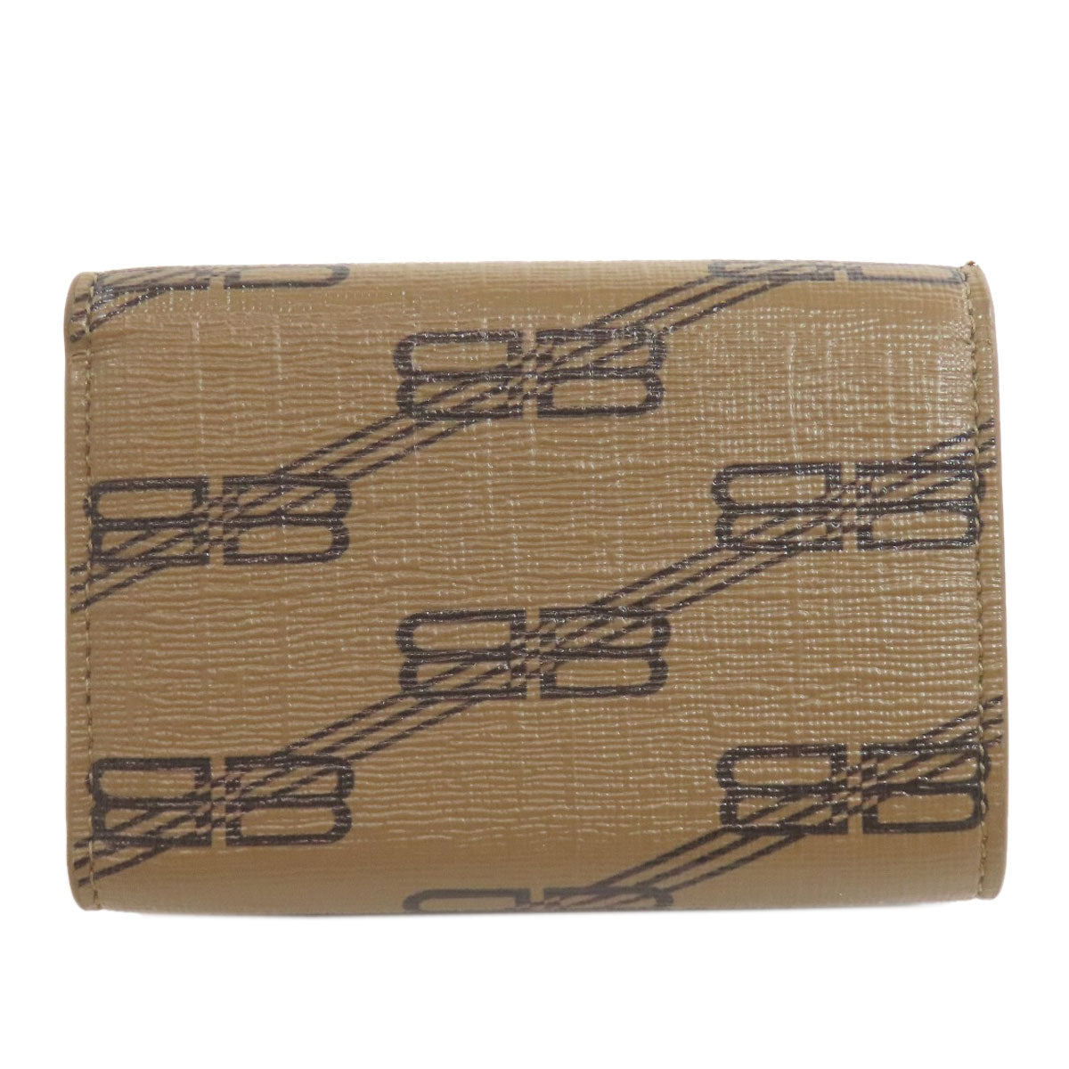 BALENCIAGA Bifold Wallet 594312 PVC Brown BB Tri-fold Wallet Women(Unisex)