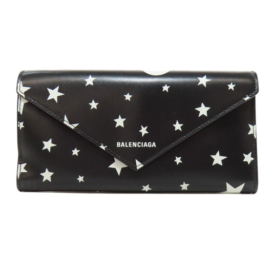 BALENCIAGA Long Wallet Purse 499207 Calfskin black Star motif Women