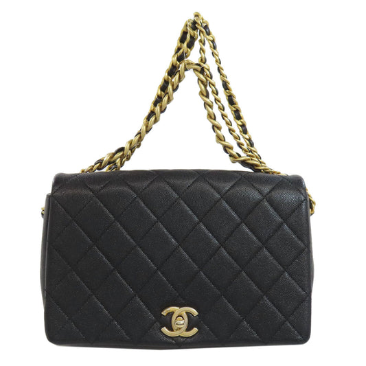 CHANEL Shoulder Bag Grained Calfskin Skin black Matelasse Gold Metal 2WAY Women