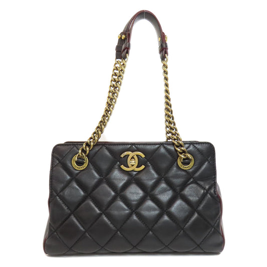 CHANEL Shoulder Bag lambskin black Chain Bag Matelasse Gold Metal