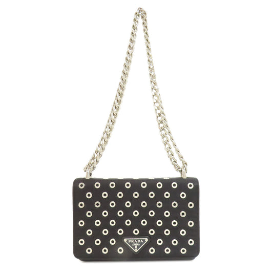 PRADA Shoulder Bag Calfskin black ChainShoulder