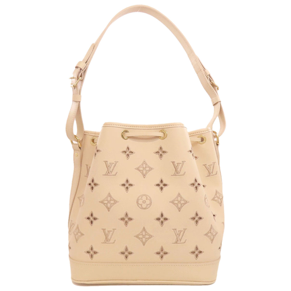 LOUIS VUITTON Handbag Calfskin beige Petit Noe Broderie Anglaise Women
