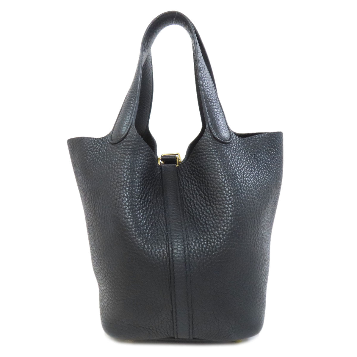 HERMES Handbag Taurillon Clemence black Picotin Lock PM Gold Metal Women