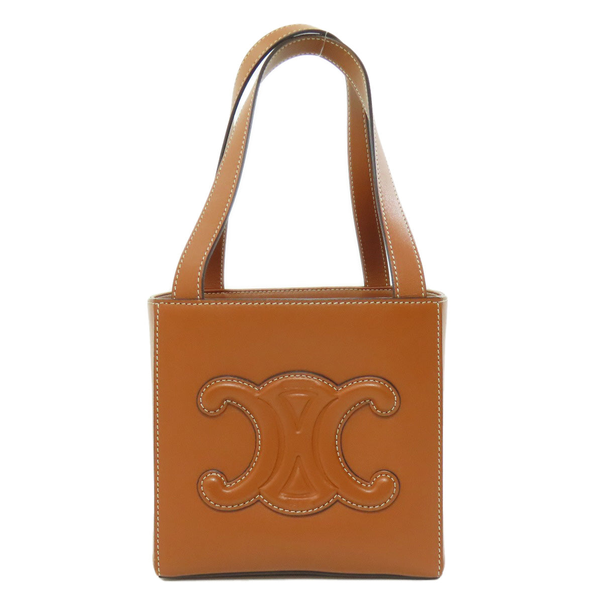 CELINE Handbag Calfskin Brown cube bag