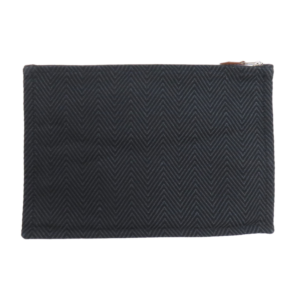 HERMES Accessory pouch cotton black logo Women